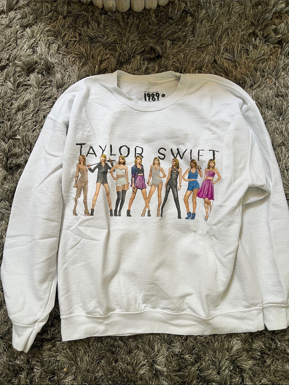 Taylor Swift White Pullover with Multi-Figure Tour Graphic